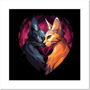 Caracal Couple Valentine Posters and Art